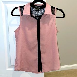 Pink and black blouse with lace